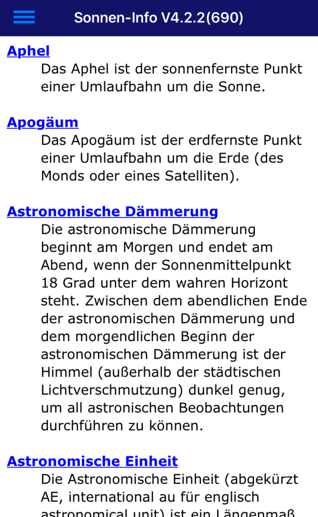 App, Sonne, Sonnenaufgang, Sonnenuntergang, Mond, Dämmerung, Blaue Stunde, Azimut, Tageslänge, Sonnenlauf, Jahreszeit, Deklination, Zeitraffer, Goldene Stunde