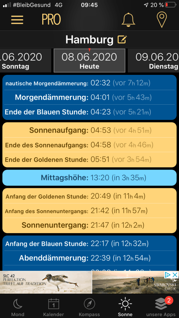 App, Mond, Zeitraffer, Verlauf, Mondphase, Vollmond, Neumond, Monduntergang, mondaufgang, Kulmination, Mondfinsternis, Position