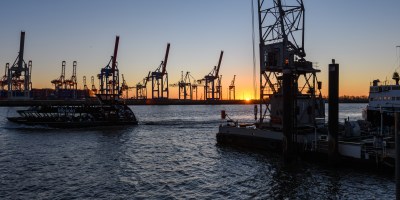 hamburg, museumshafen, övelgönne, oevelgönne, sonnenuntergang, ponton, neumühlen, kran, burchardkai, kräne