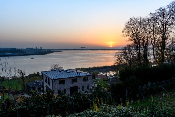 zeitraffer, nienstedten, hamburg, blankenese, ufer, sonnenuntergang, elbe, elbhang