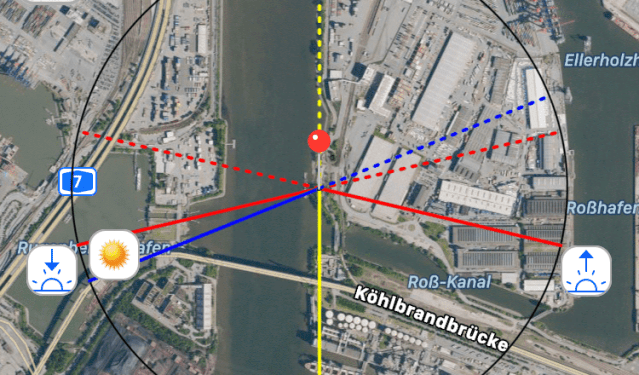 sonnen-info, sonnenstand, sonnenuntergang, fotospot, hamburger hafen, hafen, hamburg, zeitraffer, time lapse, köhlbrand, ufer, köhlbrandbrücke