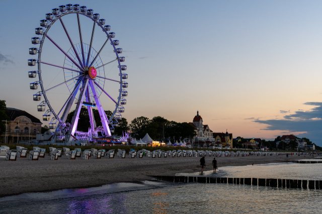 Kühlungsborn, Sonnenuntergang, Zeitraffer, Riesenrad, promenade, west, strand, meer