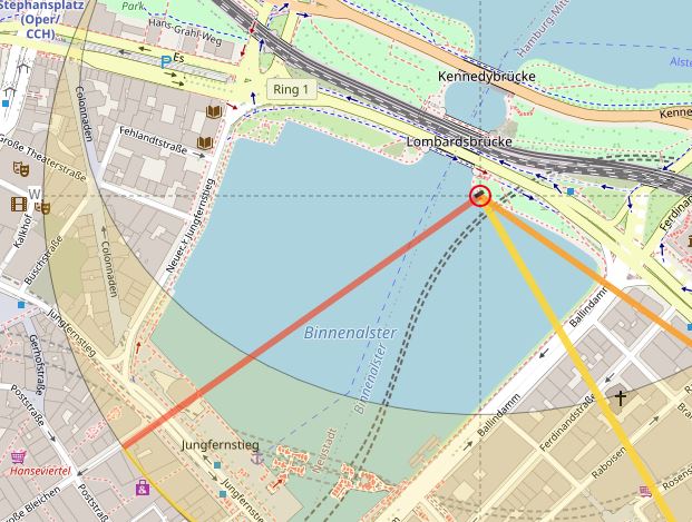 zeitraffer, hamburg, binnenalster, jungfernstieg, michel, sonnenuntergang, lombardsbrücke