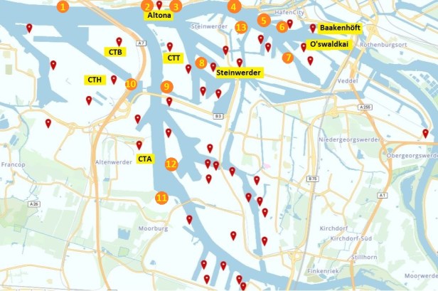 Hamburg, Hafen, Hamburger Hafen, Spots, Fotospots, Terminals, Lage, Position, Name, Orientierung, Eurogate